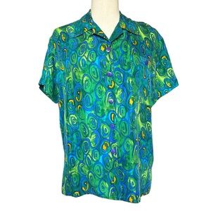 Vintage Melrose Studio Petites Oversized Silk Campshirt PS